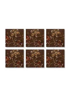 Buy 6-Piece Coaster Set Brown/Red/Gold 9x9cm in Egypt