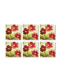 Buy 6-Piece Coaster Set Green/Red 9x9cm in Egypt