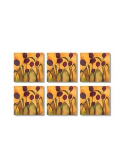 Buy 6-Piece Coaster Set Yellow/Purple/Green 9x9cm in Egypt