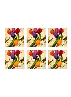 Buy 6-Piece Decorative Tea Coaster Set Multicolour 9x9cm in Egypt