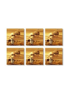 Buy 6-Piece Tea Coaster Set Yellow/Brown 9x9cm in Egypt