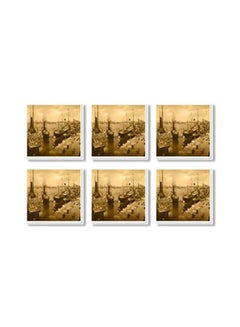 Buy 6-Piece Printed Coaster Set Green/Beige 9x9cm in Egypt