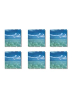 Buy 6-Piece Coaster Set Blue/Green/White 9x9cm in Egypt