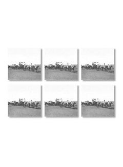 Buy 6-Piece Printed Tea Coaster Set Grey/White 9x9cm in Egypt