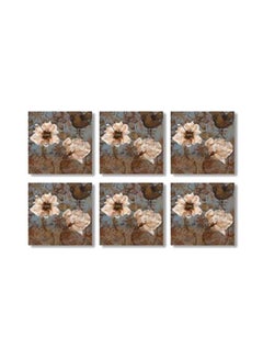 Buy 6-Piece Printed Tea Coaster Set Multicolour 9x9cm in Egypt