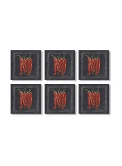 Buy 6-Piece Tea Coaster Set Black/Red/Green 9x9cm in Egypt