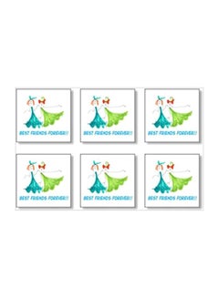 Buy 6-Piece Tea Coaster Set White/Blue/Green 9x9cm in Egypt