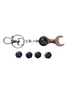 Buy 4-Piece Tyre Valve Cap With Key Chain in UAE