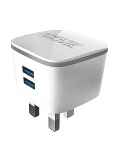 Buy 2-Port Wall Charger With Lightning To USB Data Cable White in Saudi Arabia