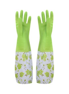 Buy 2-Piece Rubber Gloves Set Green/White in Egypt