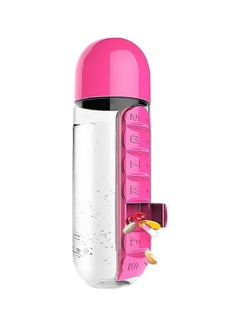 Buy 2-in-1 Pill Organizer Water Bottle Pink/Clear 23x7. 5cm in Saudi Arabia