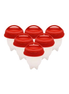 Buy 6-Piece Silicone Egg Boil Cooker Set Clear/Red in Egypt