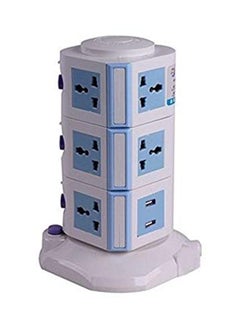 Buy 5 Way Multifunctional Vertical Socket Blue/White in UAE