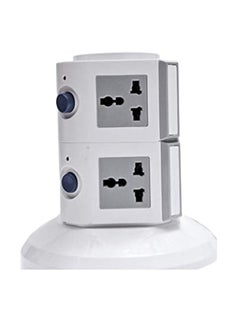 Buy 4 Way Multifunctional Vertical Socket White/Grey in UAE