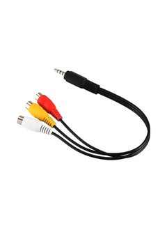 Buy 3.5mm Aux Male To Female Stereo Cable Black/Red/Yellow in Saudi Arabia