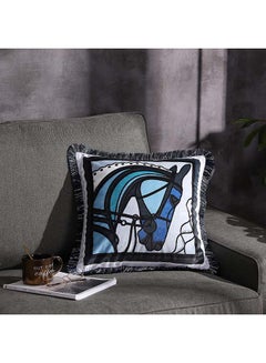 Buy Horse Pattern Square Tassel Cushion Cover Multicolour 45x45centimeter in Saudi Arabia