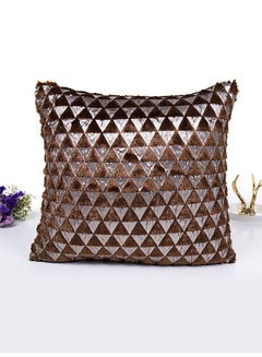 Buy Triangle Pattern Cushion Cover acrylic Brown 48x74cm in UAE