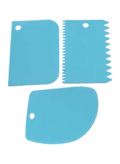 Buy 3-Piece Cake Scraper Set Blue 12x8centimeter in UAE