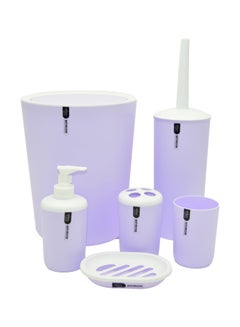 Buy 6-Piece Bath Set Purple/White 20x20x25centimeter in Saudi Arabia