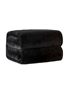 Buy Fleece Blanket Sheet Polyester Black 200x230cm in Saudi Arabia