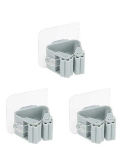 Buy 3-Piece Wall Mounted Mop And Broom Holder Set Grey 6 x 6centimeter in Saudi Arabia