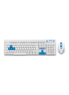 Buy Wireless Keyboard And Mouse Set White/Blue in UAE