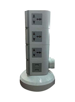 Buy Power Outlet With 2 USB Port White/Grey in UAE