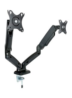 Buy Gas Spring Height Adjustable Dual Arm Monitor Desk Mount Black in UAE