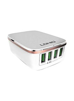 Buy 4-Port USB Fast Travel Charger White/Silver/Green in Saudi Arabia