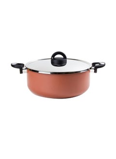 Buy Non-Stick Aluminium Stew Pot With Lid Brown/Black 26centimeter in Saudi Arabia