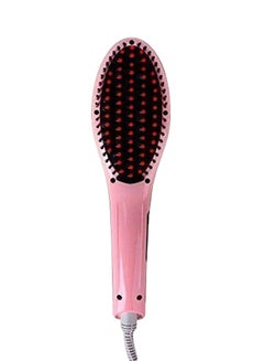 Buy Electric Hair Straightener Brush With Temperature Control Pink in Saudi Arabia