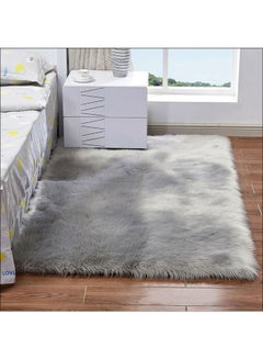 Buy Long Plush Ultra Soft Fluffy  Floor Mat Grey in Saudi Arabia