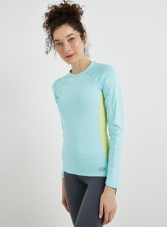 Buy Round Neck Full Sleeves T-Shirt Blue/Green/Black in UAE