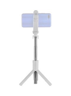 Buy Extendable Selfie Stick Tripod With Bluetooth Remote Controller White/Silver in UAE