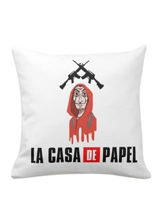 Buy Printed Decorative Throw Pillow White/Black/Red 40 x 40cm in UAE
