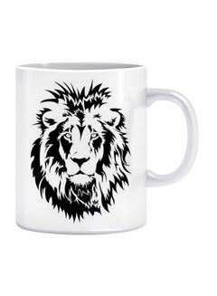 Buy Lion Printed Ceramic Coffee Mug White/Black in Egypt