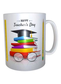 Buy Happy Teacher's Day Printed Mug Green/Yellow/Red Standard in UAE
