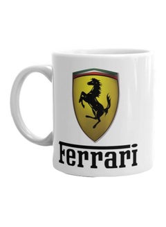 Buy Ferrari Printed Ceramic Mug White/Black/Yellow Standard in UAE