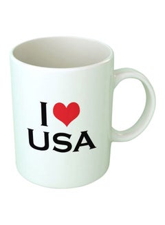 اشتري مج مزين بطبعة "I Love USA" أبيض/أسود/أحمر في الامارات