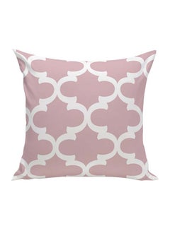 Buy Decorative Cushion Cover Pink/White 45x45cm in UAE