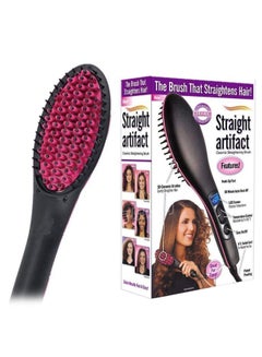 Buy 2-In-1 Hair Straightener Brush Black/Pink in Saudi Arabia