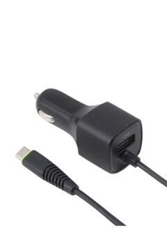 Buy Car Charger With USB Port To Type-C Connector Cable For Mobile Phones Black in UAE
