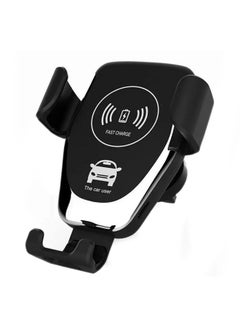 Buy Qi Fast Wireless Car Charger With Car Phone Holder For Mobile Phones Black in UAE
