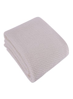 Buy Soft Knitted Bed Blanket Cotton White 80x105cm in Saudi Arabia