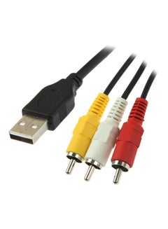اشتري كابل USB إلى 3 RCA ذكر أسود/ أصفر/ أحمر في الامارات