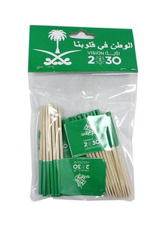 Buy 50-Piece Mini Saudi Arabia National Day Flags 3.5 x 2.5 cm Green in Saudi Arabia