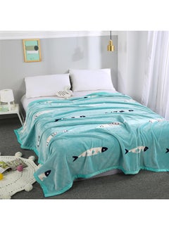 Buy Cartoon Animal Print Flannel Blanket cotton Green 180x230cm in Saudi Arabia