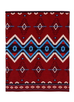 Buy Geometric Pattern Comfortable Blanket cotton Red 125x150cm in Saudi Arabia