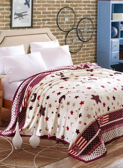 Buy Beautiful Stars Design Soft Fluffier Flannel Blanket cotton Beige 230x250cm in Saudi Arabia