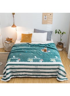 Buy Simple Casual Comfort Print Blanket cotton Green 1.8meter in Saudi Arabia